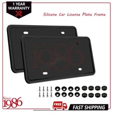 2pcs Front Rear Silicone Car License Plate Frame Covers Plate Bracket Holders