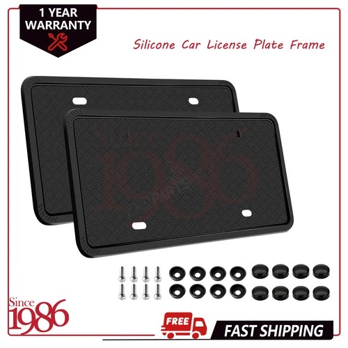 2pcs Front & Rear Silicone Car License Plate Frame Covers Plate Bracket Holders