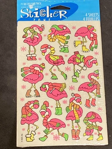 American Greetings Pink Flamingos Stickers 4 Sheets Vintage Forget Me Not