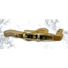Vintage Gold Tone Mesh Belt Adjustable 28 30 Narrow Statement Belt
