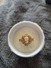Vintage 9ct Gold Carved Shell Cameo Ring Hallmarked 375