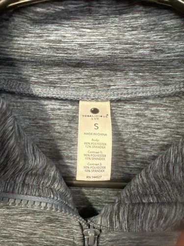 Women’s Yogalicious Lux Blue Fitted Athletic Work Out Zip Up Thumb Holes Size S - Picture 2 of 3