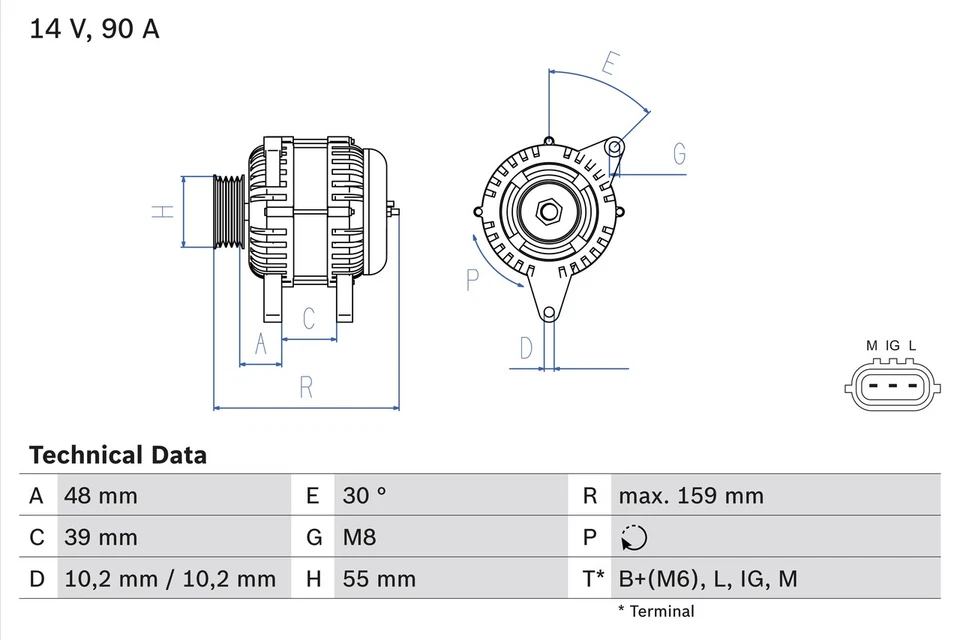 ALTERNATOR 0 986 049 211 FOR TOYOTA 2SZ-FE 1.3L 1SZ-FE 1.0L 4cyl ECHO - Image 2 of 4