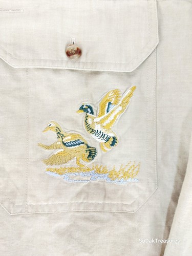 Vintage Abercrombie & Fitch Safari Hunting Shirt Long Sleeve Duck Mallard Large - Picture 2 of 7
