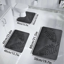 3PCS Non Slip Bath Mat Set Soft Quick Dry Bathroom Rug Machine Washable