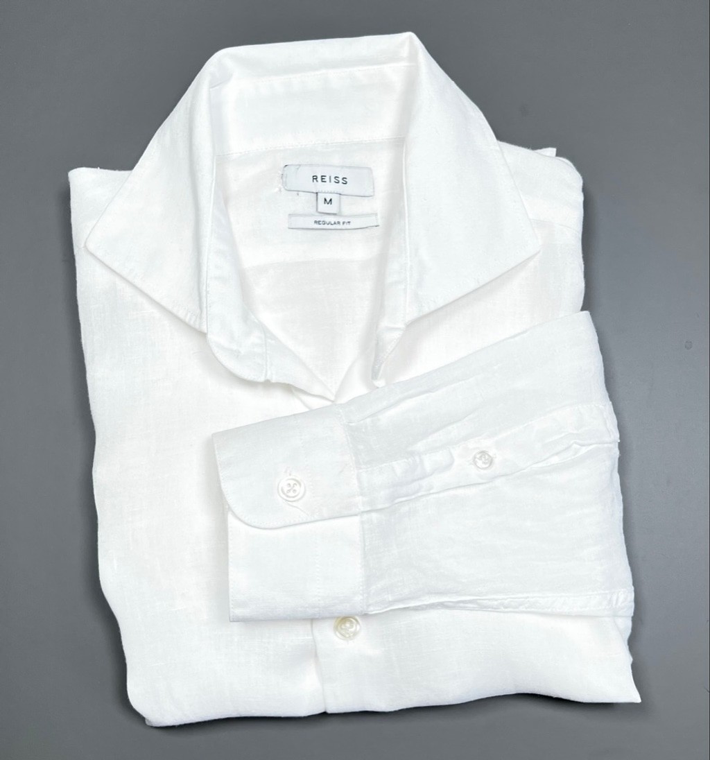 REISS Mens Shirt White Linen Regular Fit Casual Button Down Shirt M | eBay