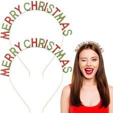 2 Pack Christmas Headbands Women Girl Merry Christmas Rhinestone Headbands Xm...