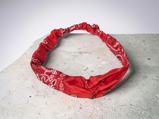 Red Paisley Wide Headband Hair Accessory w/ Elastic Back