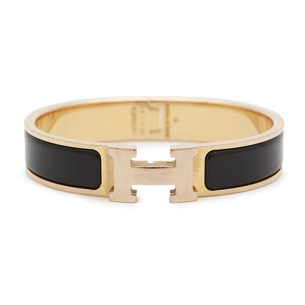 Hermes Bracelet Click H Click Crack PM Black Gold Hardware Pink Gold Hardware HE