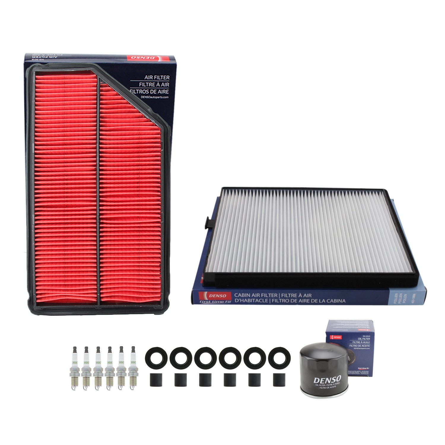 Denso Tune Up Kit NGK 6 Spark Plugs and Boots Kit for MDX Pilot 3.5 V6 J35A3 AWD