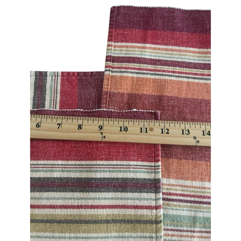 Sonoma Placemats Striped Cotton Red Boho Rustic Western Rectangular Place Mats - Image 4 of 4