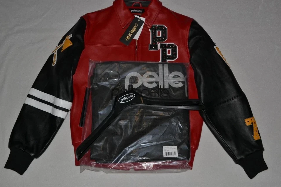 Jaqueta Masculina Pelle Pelle COURO Renegades PRETA VERMELHA NOVA Todos os Tamanhos - Imagem 4 de 4