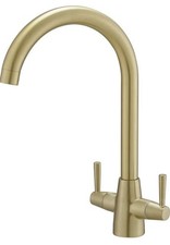 Heable Kitchen Mixer Tap Dual Lever Swivel Spout Brushed Gold