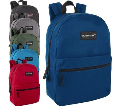 Lot of 24 Wholesale Trailmaker Classic 17 Inch Backpacks in 6 Assorted Colors