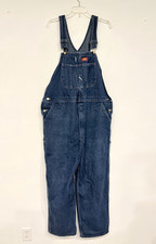 Dickies Denim Bib Overalls Men's 40x30 Blue Carpenter Adjustable Strap 83294NB