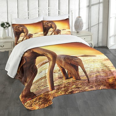 Zoo Tagesdecke Set Mutter-Baby-Elefant-Familie