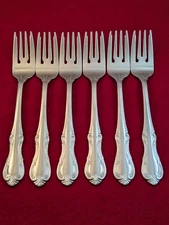 Lot Of 6 Wallace ASHFORD Stainless 18/10 China Glossy Scrolls Salad Forks