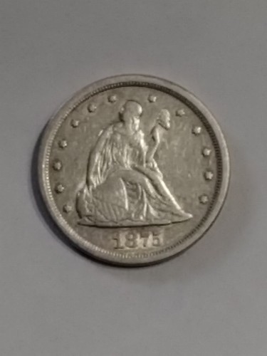 1875 S 20 CENT SEATED LIBERTY ANTIQUE SILVER COIN RARE SAN FRANCISCO MINT - Picture 3 of 24