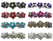 Set of 8 Hair Barrettes Small French Clip Barrettes Sparkly Crystals, 1 each of