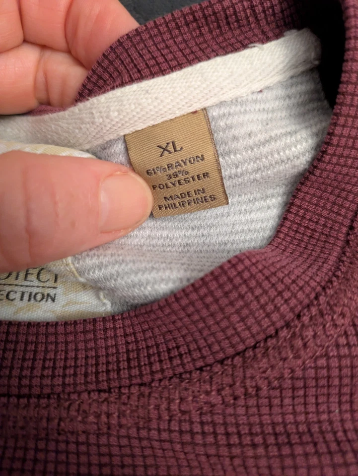 Camisa masculina Tasso Elba XL Borgonha manga longa Island SunProtect UPF casual - Imagem 3 de 4