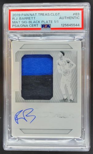 19-20 Panini National Treasures RJ Barrett 1/1 PLATE RC Patch Auto PSA AUTH BH5