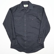 Mesquite Niver Western Wear Men's Charcoal Pinstripe Snap Button Shirt Size L