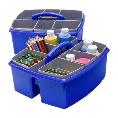 Large Classroom Craft Caddy with Cups, 13 x 11 x 6.575 Inches, Blue, Case of ...