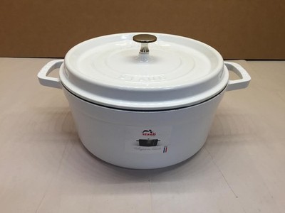 STAUB Cast Iron Dutch Oven 5.5-qt Round Cocotte, White
