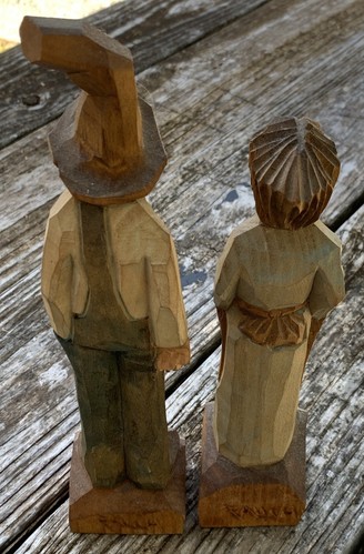 Vintage Ma & Pa Künstler David Rauch handgeschnitzte Hillybilly Holzfiguren - Bild 4 von 8