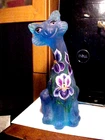 11" Fenton Blue Satin Ann Fenton OOAK  Purple Orchid Flowers & Bee Alley Cat