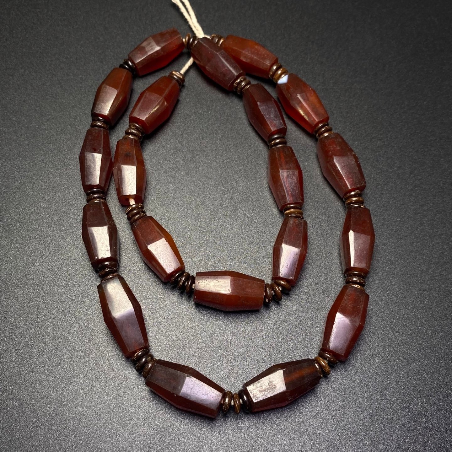 Rare Tibetan Buddhism Agate Octagonal Bead Totem Dzi Beads Amulet Necklace G5537
