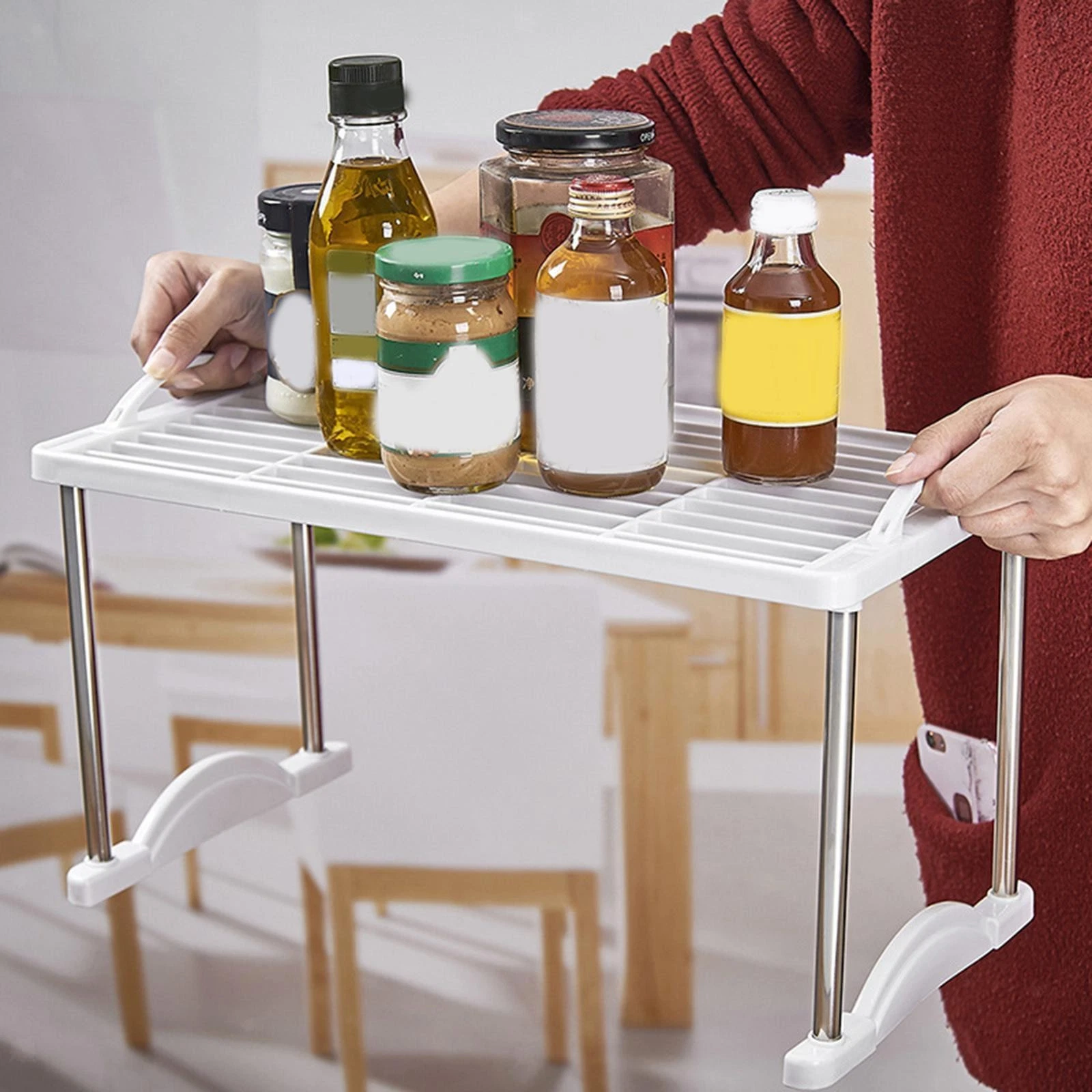 Kitchen Counter Shelf Storage Rack for More Storage Space Pantry Supplies