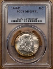 1949-D Franklin half dollar, PCGS MS65 FBL Beautiful Original DavidKahnRareCoins