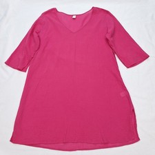Old Navy Dress Pink Womens Large Textured Cotton 3/4 Sleeve Cover-up