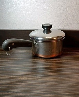 VTG REVERE WARE 1801  1-QT  S/S SAUCE POT & LID COPPER CLAD RIVERSIDE CAL. C