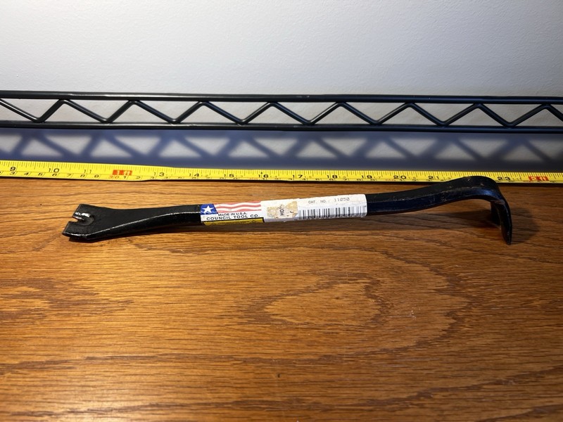 Gooseneck Wrecking Crow Bar COUNCIL TOOL 11050 Carbon Steel Crowbar 3/4 x 24 USA