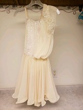 Costume Gallery Dance Costume Small Adult Cream with Pink, Pearl  Sequin Trim