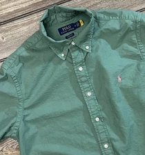 Polo Ralph Lauren Men's Classic Garment Dyed Oxford Short Sleeve Shirt Green M