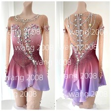 Ice Figure Skating Dress Rhythmic Gymnastics Twirling Competition pink dyeing