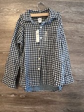 Gap Kids Gingham Plaid Flannel Blue long sleeve Cotton button down size Small 6