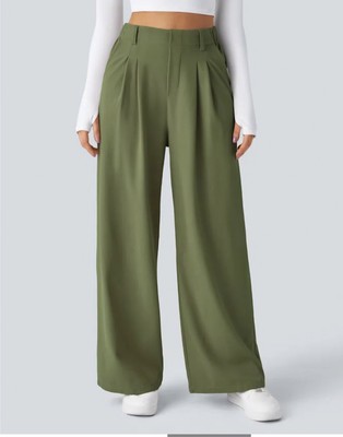 Halara Flex  High Waisted Side Pocket Wide Leg Waffle Work Pants Size XL