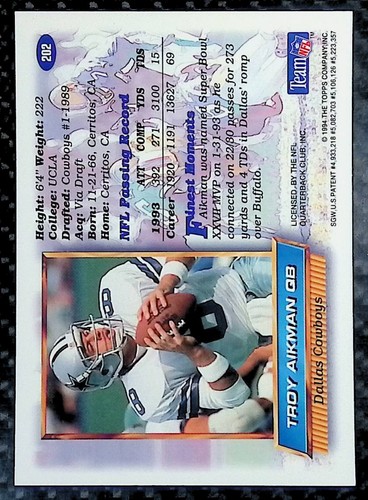Troy Aikman - 1994 Finest #202 - Cowboys - Picture 2 of 2