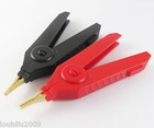 100pcs High quality Alligator Kelvin Test gold plated clip 2 Colors Red + Black