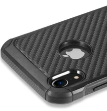 For iPhone XR (6.1") - HARD RUGGED HYBRID IMPACT ARMOR CASE BLACK CARBON FIBER