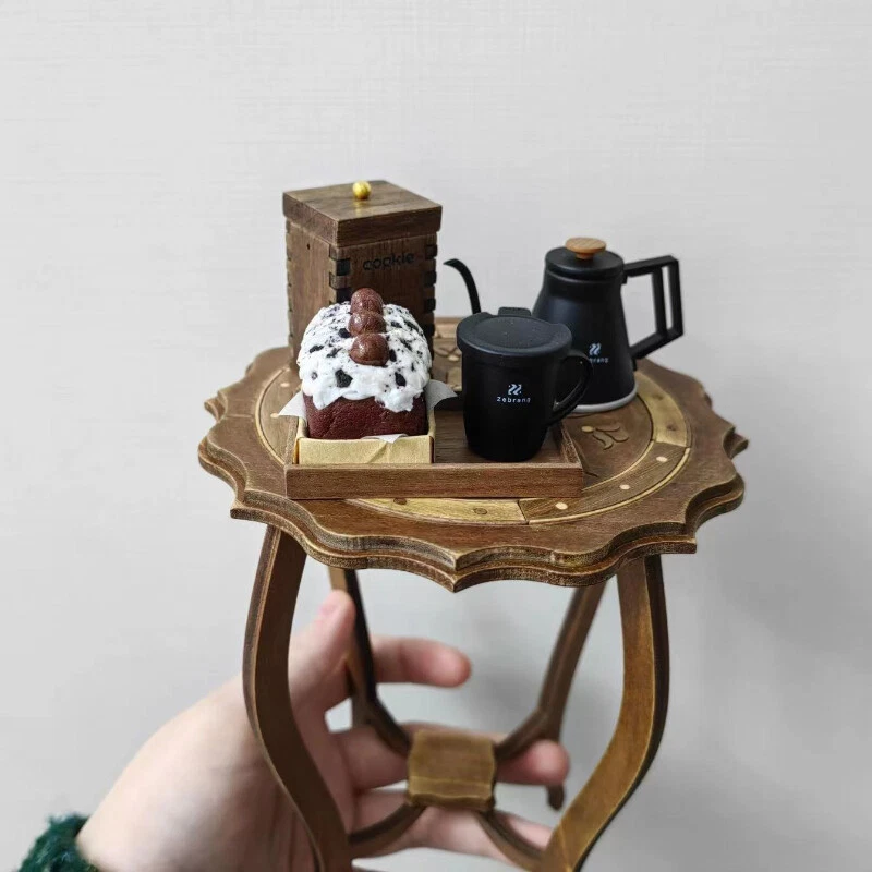 Maßstab 1:6 Puppenhaus Miniatur DIY Vintage Patchwork Teetisch Möbel Unfinished - Bild 1 von 4