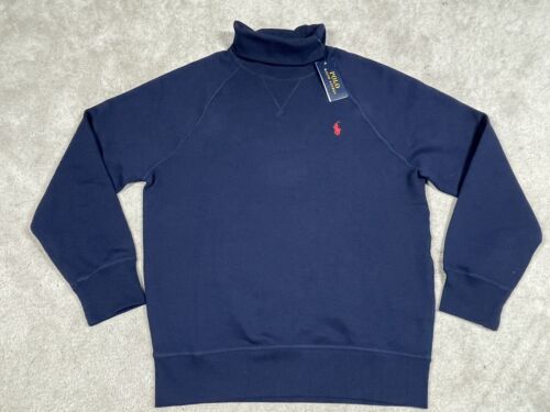 Polo Ralph Lauren Turtleneck Mens M Blue Sweatshirt Red Pony MSRP $125