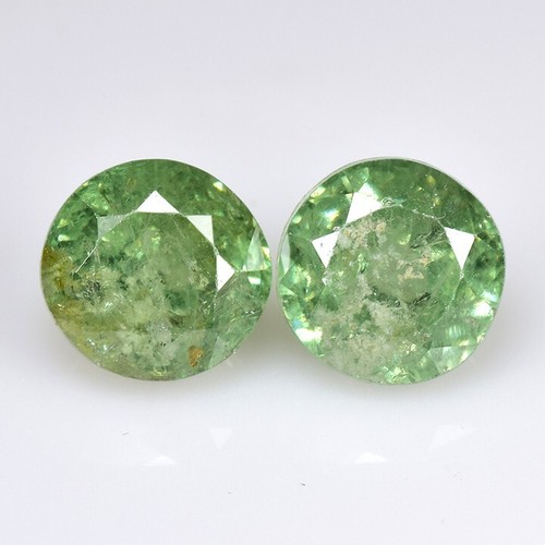 1.75 Ct & 5 mm_ NATURAL UNHEATED DEMANTOID GARNET 5mm ROUND PAIR LOOSE GEMSTONES - Imagen 2 de 11