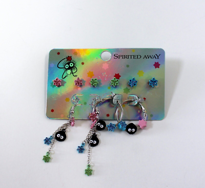 #ad Studio Ghibli Spirited Away Soot Sprite Rhinestone Star Candy Earring Set NWT $22.50