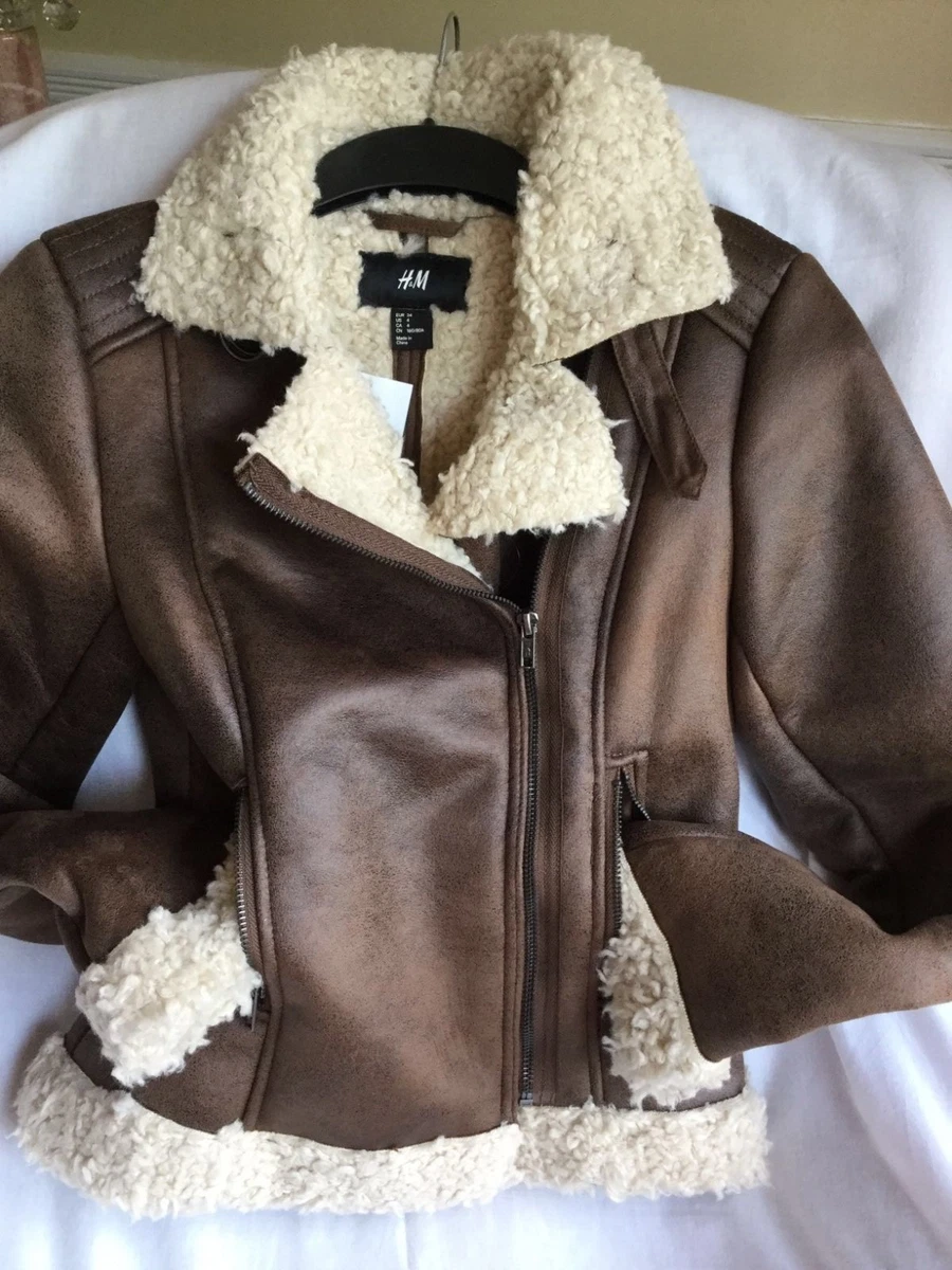 H&m shearling top biker jacket