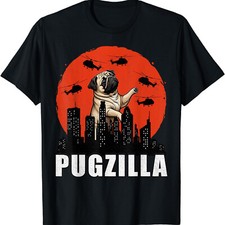2025/Pug Shirt Funny Pug Owner Pugzilla Dog Lover Funny Unisex T-Shirt
